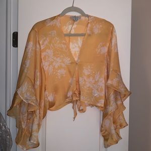 Never Worn Yellow Floral Tie Top